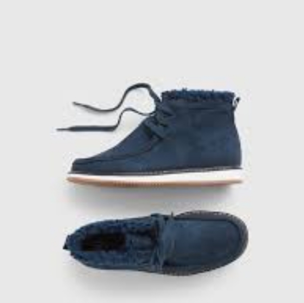 NEW Gap Kids Cozy Lace-up Blue Suede High-Top Boots Size 2 Unisex